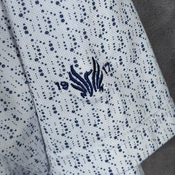 Stitch Golf Polo Shirt 2XL White Patterned 1917 Logo Performance Made in Korea - Picture 3 of 7